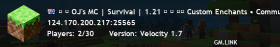 ◄ ⫷ OJ's MC | Survival | 1.21 ⫸ ► ★★ Custom Enchants • Community Builds • SMP ★★