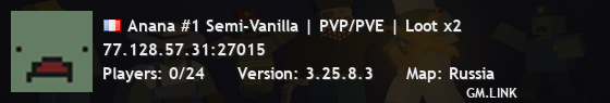 Anana #1 Semi-Vanilla | PVP/PVE | Loot x2