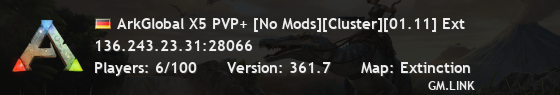 ArkGlobal X5 PVP+ [No Mods][Cluster][01.11] Ext