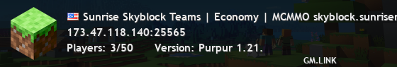 Sunrise Skyblock Teams | Economy | MCMMO skyblock.sunrisemc.fun Minecraft 1.21.8 Now Open!