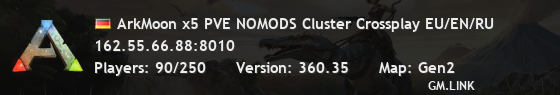 ArkMoon x5 PVE NOMODS Cluster Crossplay EU/EN/RU