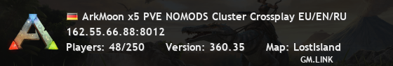 ArkMoon x5 PVE NOMODS Cluster Crossplay EU/EN/RU