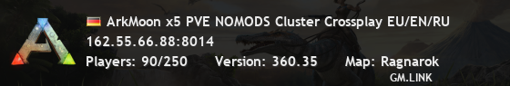 ArkMoon x5 PVE NOMODS Cluster Crossplay EU/EN/RU