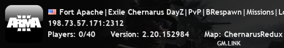 Fort Apache|Exile Chernarus DayZ|PvP|BRespawn|Missions|Loot+|Zo