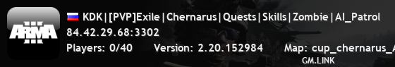 KDK|[PVP]Exile|Chernarus|Quests|Skills|Zombie|AI_Patrol