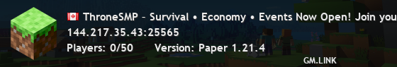 ThroneSMP – Survival • Economy • Events Now Open! Join your new adventure ⚔️