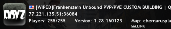 [WIPED]Frankenstein Unbound PVP/PVE CUSTOM BUILDING | Quests | Cars | Trader | 20x Loot