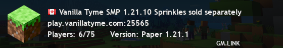 Vanilla Tyme SMP 1.21.10 Sprinkles sold separately