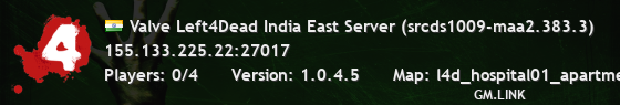 Valve Left4Dead India East Server (srcds1009-maa2.383.3)