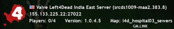 Valve Left4Dead India East Server (srcds1009-maa2.383.8)