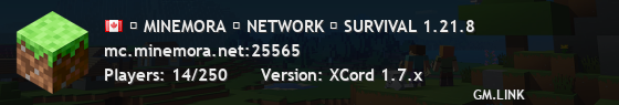 ✲ MINEMORA ⚔ NETWORK ✲ SURVIVAL 1.21.8