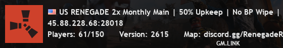 US RENEGADE 2x Monthly Main | 50% Upkeep | No BP Wipe |