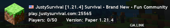 JustySurvival [1.21.4] Survival ▪ Brand New ▪ Fun Community