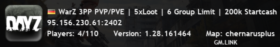 WarZ 3PP PVP/PVE | 5xLoot | 6 Group Limit | 200k Startcash
