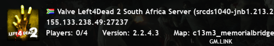 Valve Left4Dead 2 South Africa Server (srcds1040-jnb1.213.223)