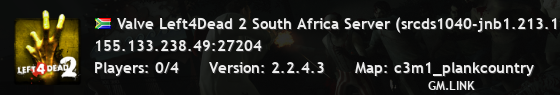 Valve Left4Dead 2 South Africa Server (srcds1040-jnb1.213.190)