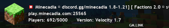 Minecadia ☃ discord.gg/minecadia 1.8-1.21] [ Factions 2.0 ⚓ ѕᴇᴀѕᴏɴ ᴏɴᴇ ┃ 0d 0h 0m