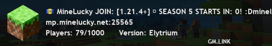 MineLucky JOIN: [1.21.4+] ➥ SEASON 5 STARTS IN: 0! :Dminelucky.net/discord ┃