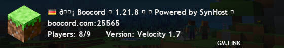 🗡 Boocord ▶ 1.21.8 ⛏ ⚡ Powered by SynHost ⚡