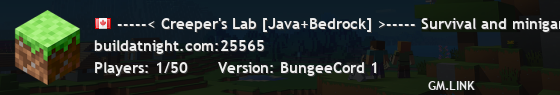 -----< Creeper's Lab [Java+Bedrock] >----- Survival and minigames • Family-friendly • Welcome!