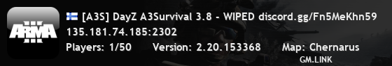 [A3S] DayZ A3Survival 3.8 - WIPED discord.gg/Fn5MeKhn59