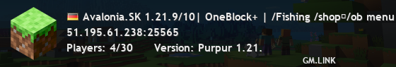 Avalonia.SK 1.21.9/10| OneBlock+ | /Fishing /shop→/ob menu