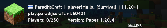 ParadijsCraft | player!Hello, [Survival] | [1.20+]