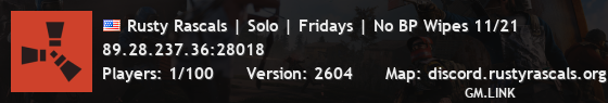 Rusty Rascals | Solo | Fridays | No BP Wipes 11/21