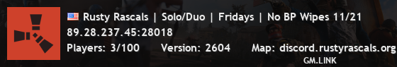 Rusty Rascals | Solo/Duo | Fridays | No BP Wipes 11/21