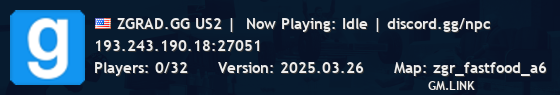 ZGRAD.GG US2 |  Now Playing: Homicide | discord.gg/npc