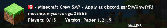 - Minecraft Crew SMP - Apply at discord.gg/EjWXnwfYRj