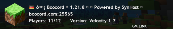 🗡 Boocord ▶ 1.21.8 ⛏ ⚡ Powered by SynHost ⚡