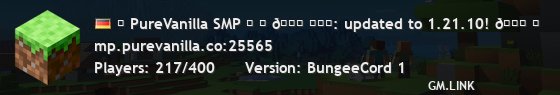 ╭ PureVanilla SMP ╮ ╰ 🍂 ɴᴇᴡ: updated to 1.21.10! 🍂 ╯