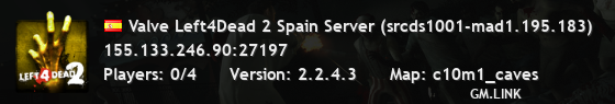 Valve Left4Dead 2 Spain Server (srcds1001-mad1.195.183)