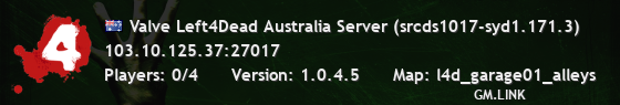 Valve Left4Dead Australia Server (srcds1017-syd1.171.3)