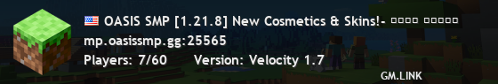 OASIS SMP [1.21.8] New Cosmetics & Skins!- ꜰᴀʟʟ ᴄʀᴀᴛᴇ