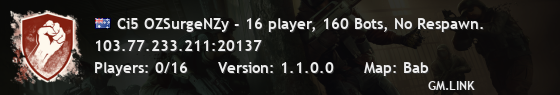 Ci5 OZSurgeNZy - 16 player, 160 Bots, No Respawn.