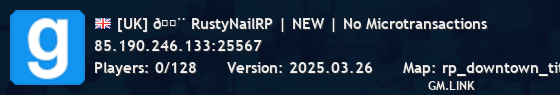 [UK] 🔨 RustyNailRP | NEW | No Microtransactions