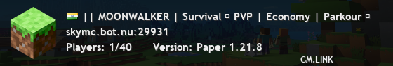 || MOONWALKER | Survival ✨ PVP | Economy | Parkour ✨