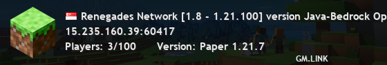 Renegades Network [1.8 - 1.21.100] version Java-Bedrock Op Faction • Survival • Creative!
