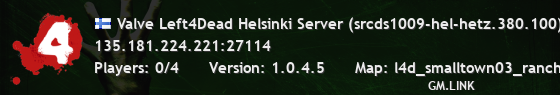 Valve Left4Dead Helsinki Server (srcds1009-hel-hetz.380.100)