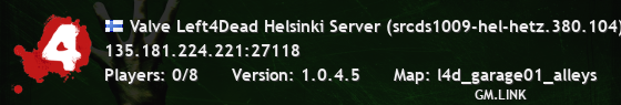 Valve Left4Dead Helsinki Server (srcds1009-hel-hetz.380.104)