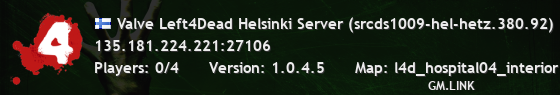 Valve Left4Dead Helsinki Server (srcds1009-hel-hetz.380.92)