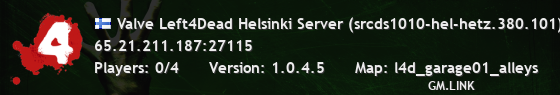 Valve Left4Dead Helsinki Server (srcds1010-hel-hetz.380.101)