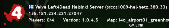 Valve Left4Dead Helsinki Server (srcds1009-hel-hetz.380.33)