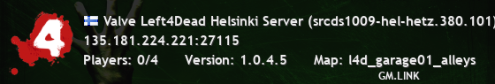 Valve Left4Dead Helsinki Server (srcds1009-hel-hetz.380.101)