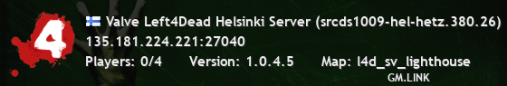 Valve Left4Dead Helsinki Server (srcds1009-hel-hetz.380.26)