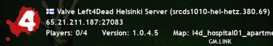 Valve Left4Dead Helsinki Server (srcds1010-hel-hetz.380.69)