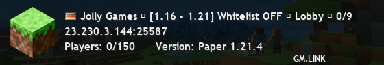 Jolly Games ╏ [1.16 - 1.21] Whitelist OFF ╏ Lobby ╏ 0/9